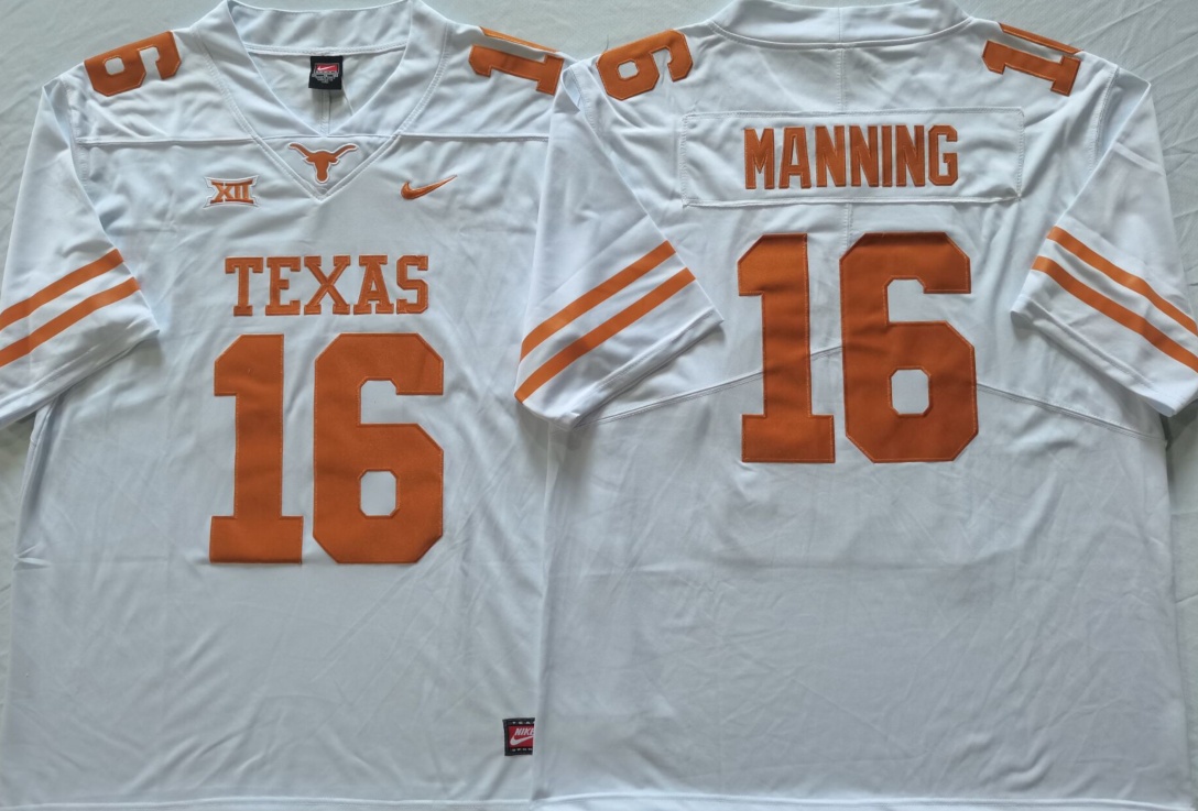 Men's Texas Longhorns Arch Manning #16 White Jersey